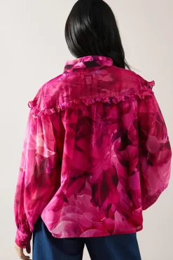 Petite Floral Print Tie Front Blouse