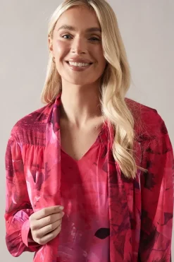 Petite Floral Print Tie Neck Shift Mini Dress