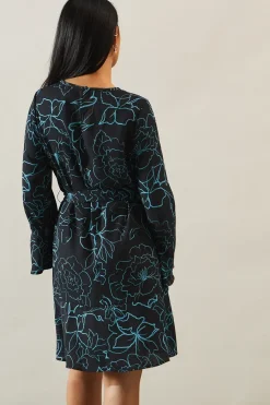 Petite Floral Print Tie Waist Shift Dress