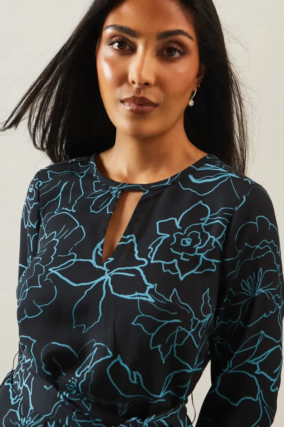 Petite Floral Print Tie Waist Shift Dress