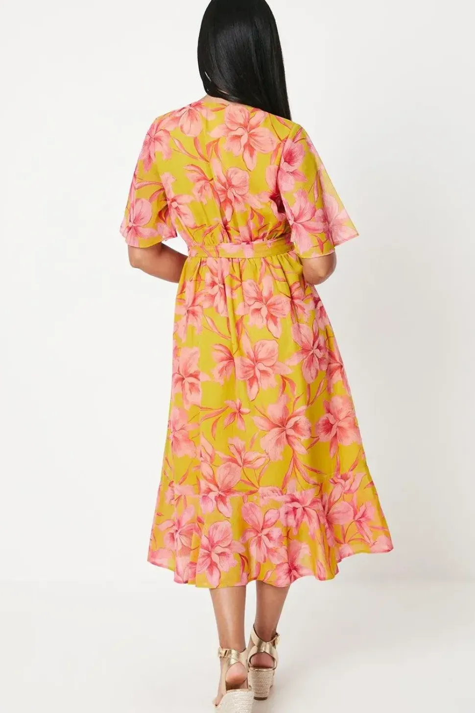Petite Floral Print Wrap Midi Dress