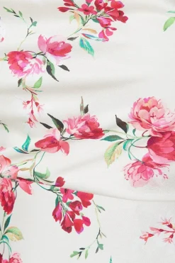 Petite Floral Satin Cowl Double Strap Midi Dress