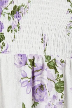 Petite Floral Shirred Bodice Mini Dress