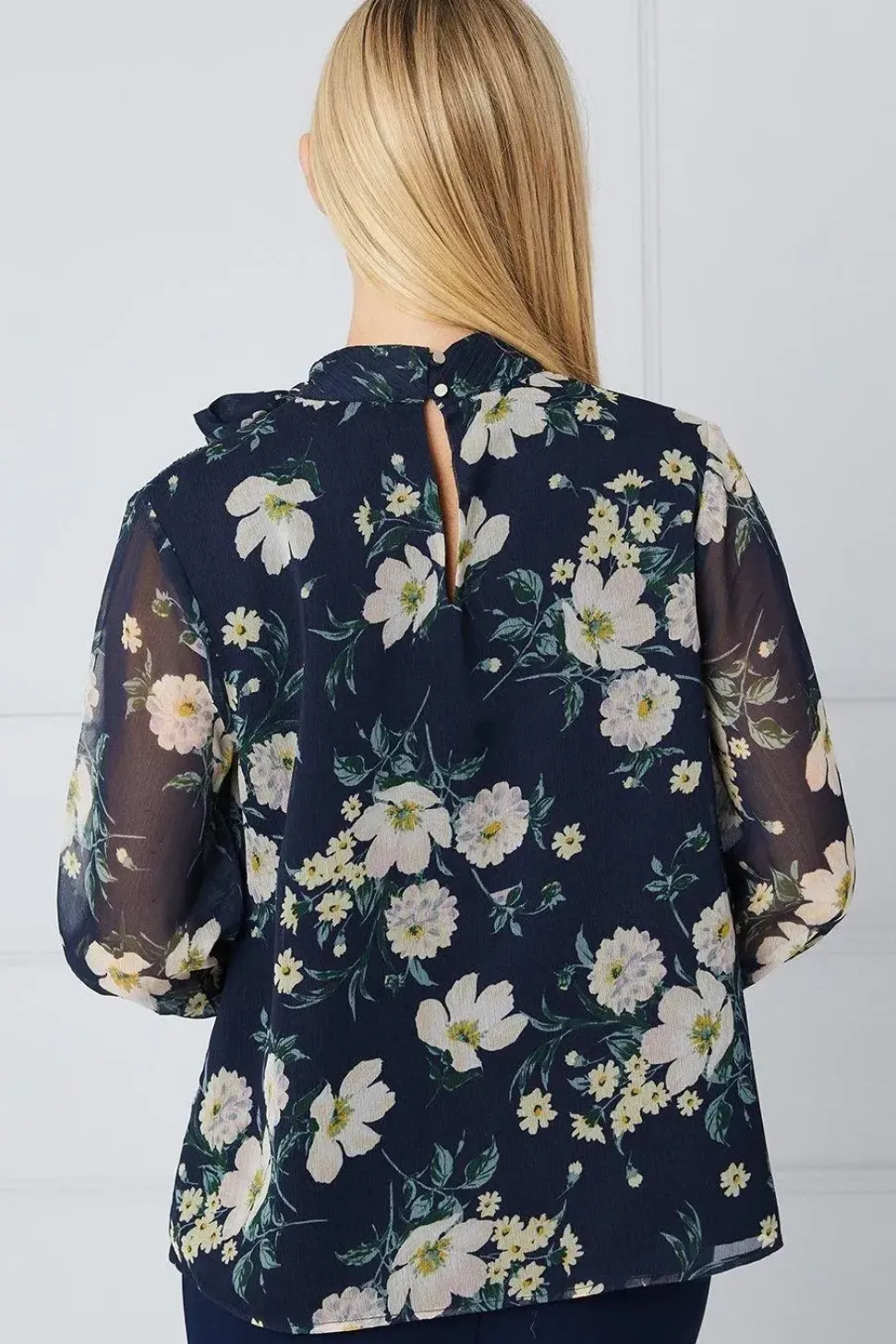 Petite Floral Tie Neck Blouse