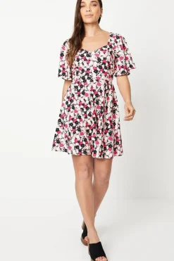 Petite Flutter Sleeve Tie Back Mini Dress