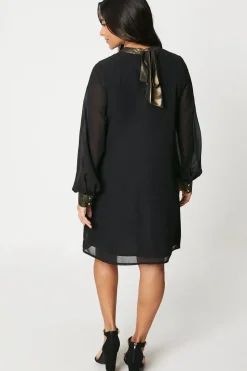 Petite Foil Neck Shift Dress