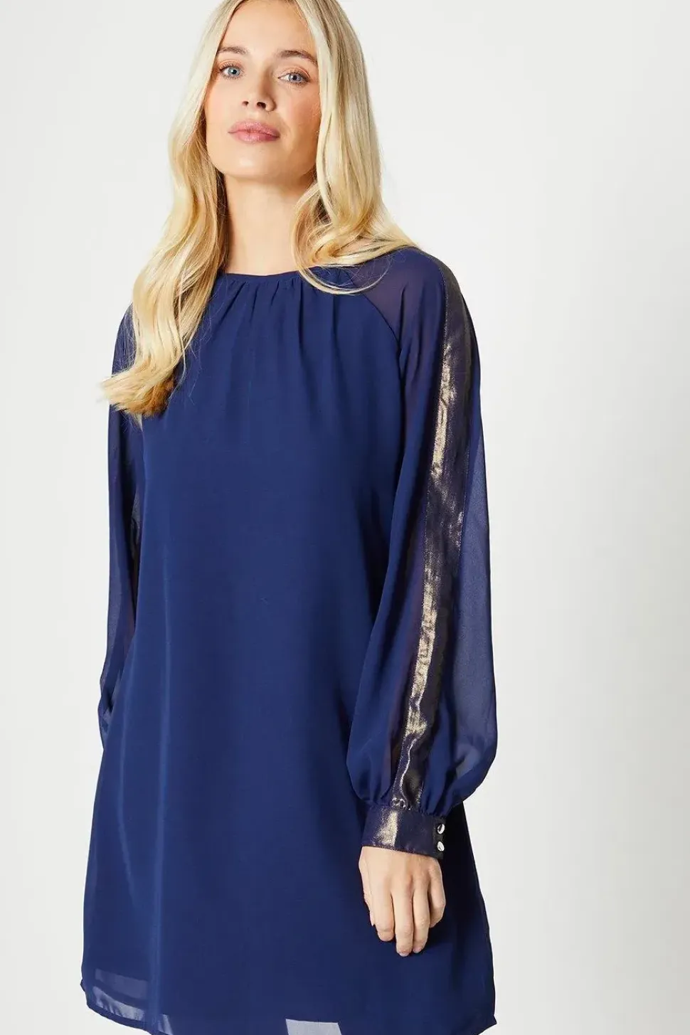 Petite Foil Sleeve Insert Shift Dress