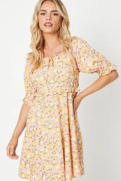 Petite Frill Sleeve Tie Waist Mini Dress