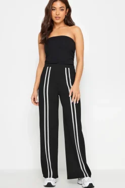 Petite Front Stripe Wide Leg Trousers