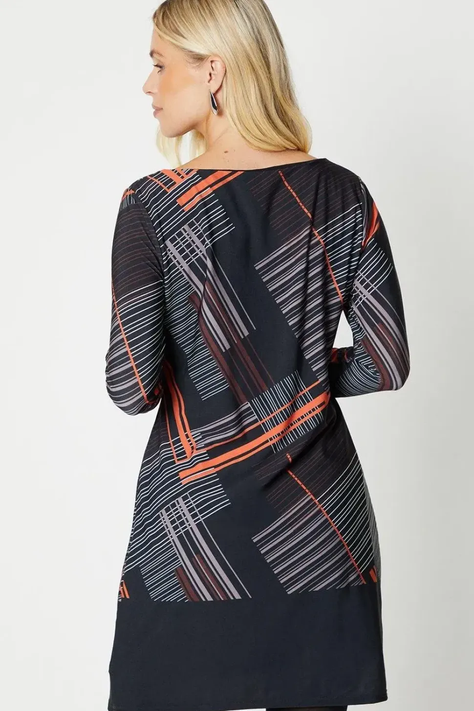 Petite Geo Border Jersey Shift Dress