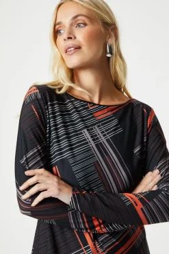 Petite Geo Border Jersey Shift Dress