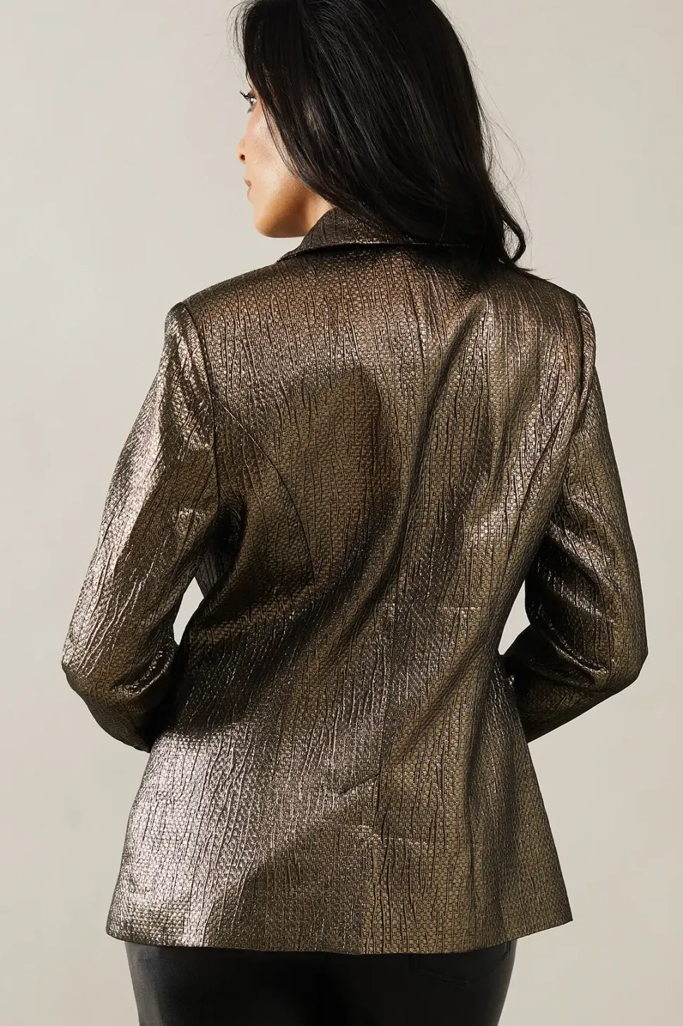 Petite Gold Jacquard Blazer