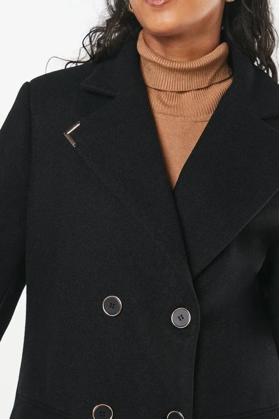Petite Gold Trim Maxi Coat
