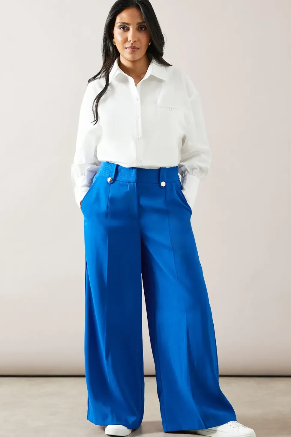 Petite Gold Trim Wide Leg Trousers