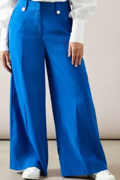 Petite Gold Trim Wide Leg Trousers