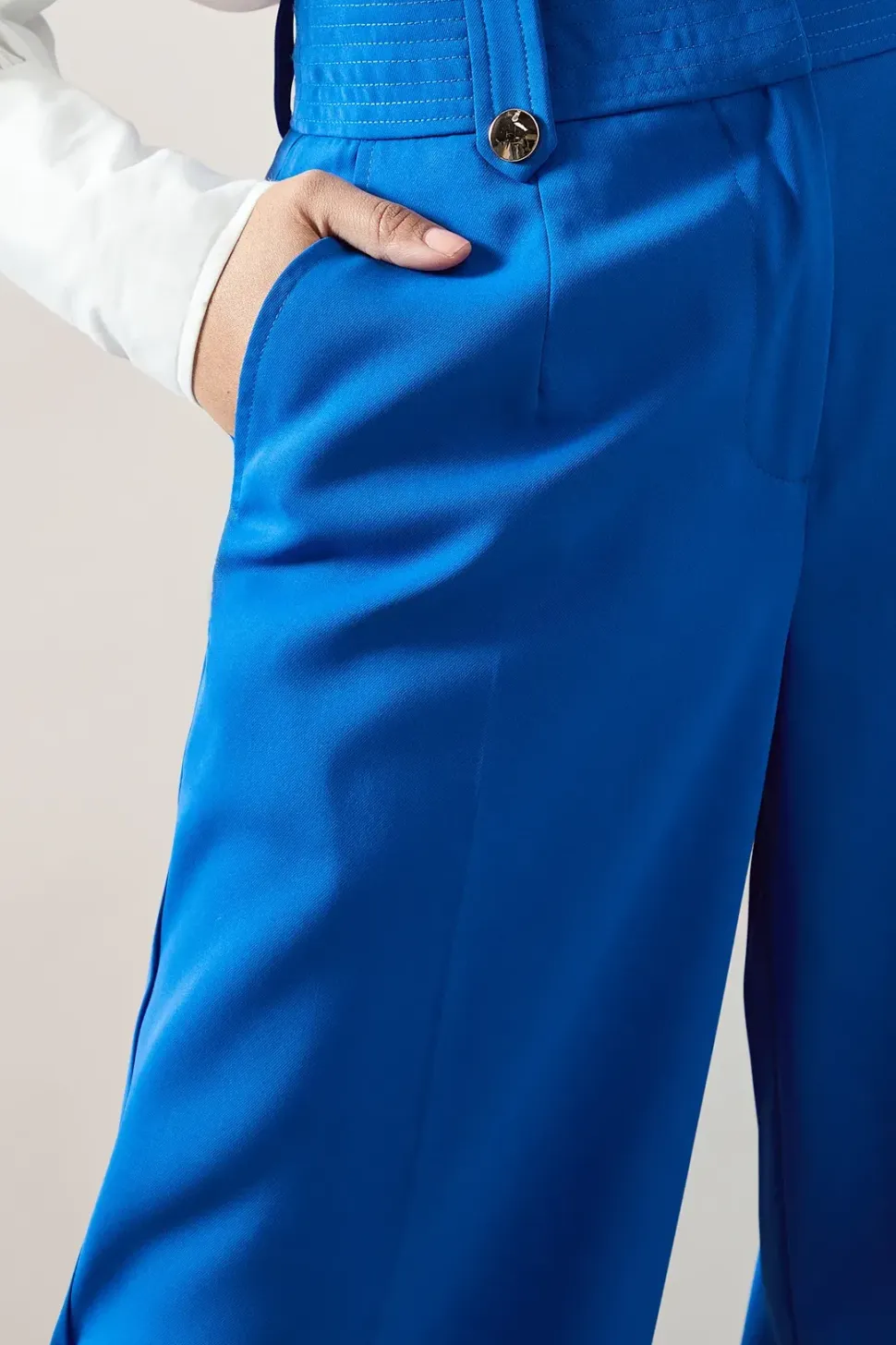Petite Gold Trim Wide Leg Trousers