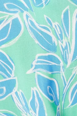 Petite Green Floral Flute Sleeve Blouse