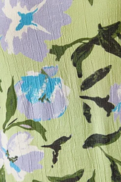 Petite Green Floral Flute Sleeve Shift Dress