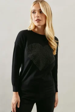 Petite Heart Embellished Knitted Jumper