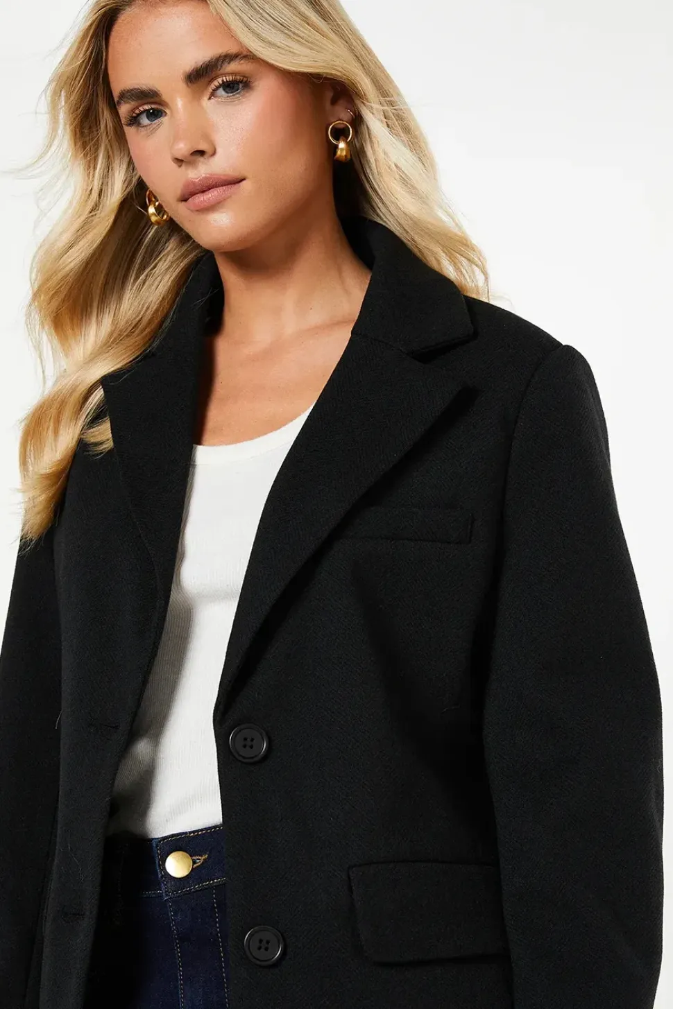 Petite Herringbone Oversized Blazer