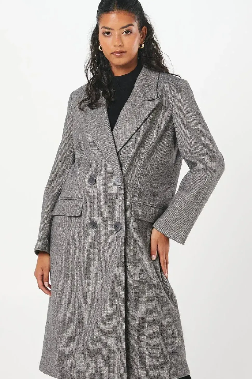 Petite Herringbone Wool Smart Coat