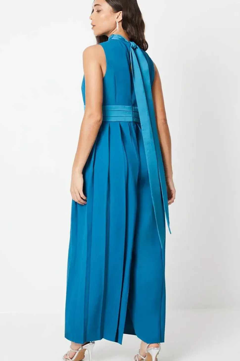 Petite High Neck Belted Jumpsuit