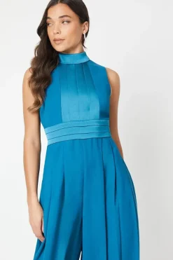Petite High Neck Belted Jumpsuit