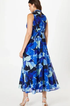 Petite High Neck Pleat Detail Sleeveless Maxi Dress