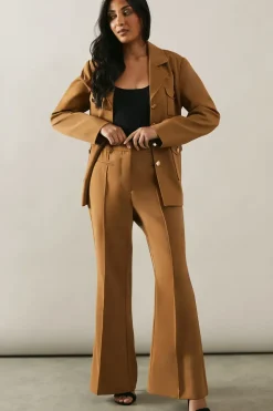 Petite High Waist Flare Trousers