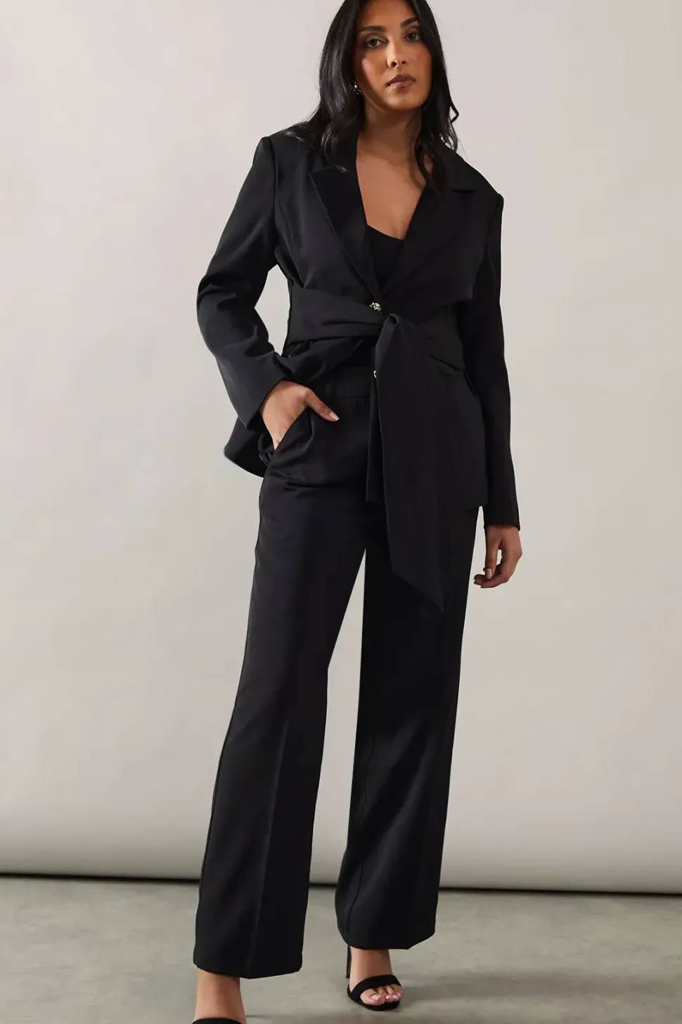 Petite High Waist Straight Leg Trouser