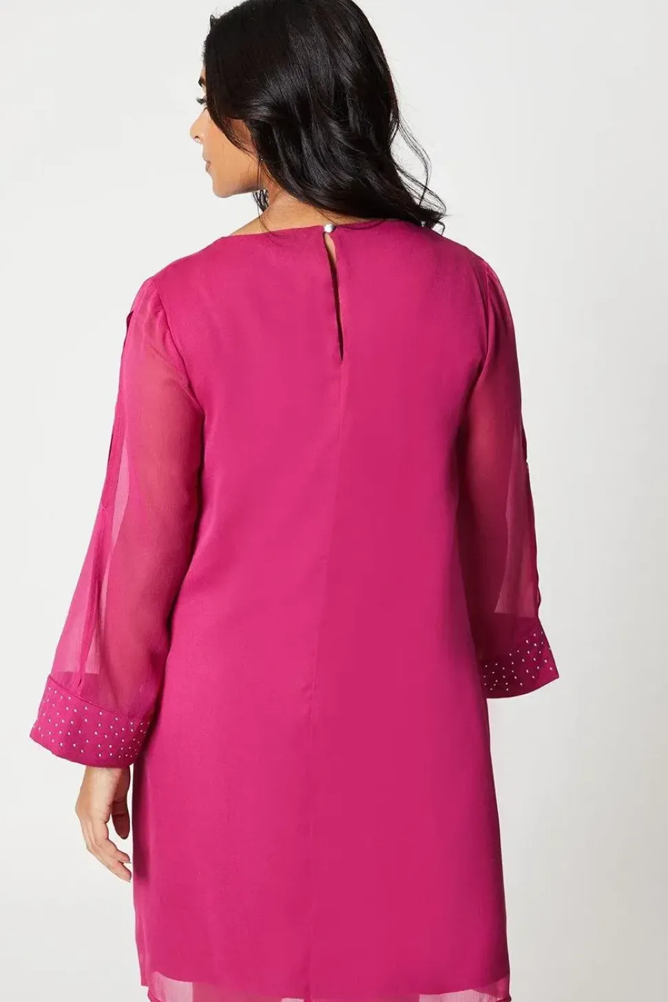 Petite Hotfix Cuff Shift Dress
