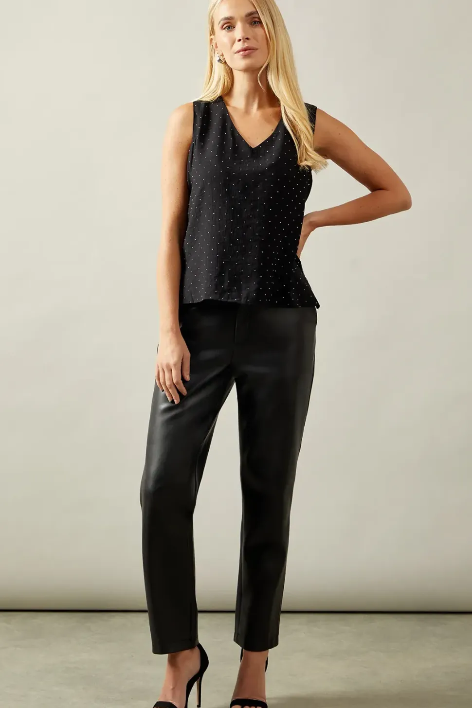 Petite Hotfix V Neck Cami