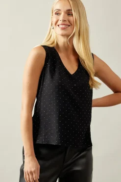 Petite Hotfix V Neck Cami
