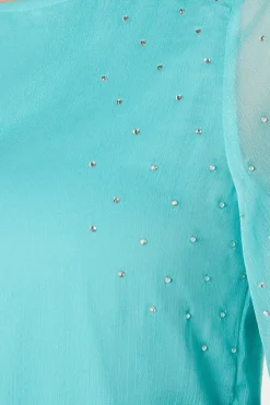 Petite Hotfix V Neck Overlay Dress