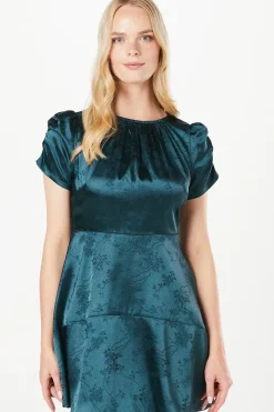 Petite Jacquard Satin Drop Hem Mini Dress