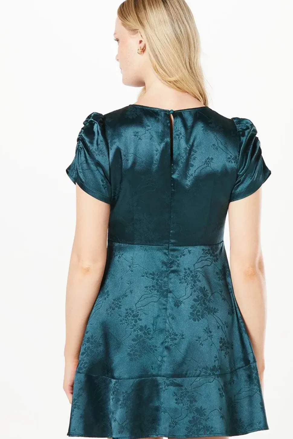 Petite Jacquard Satin Drop Hem Mini Dress