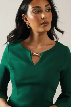Petite Keyhole Detail Ponte Midi Dress