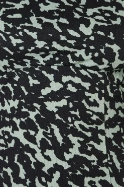 Petite Khaki Animal Print Ruffle Sleeve Midi Dress