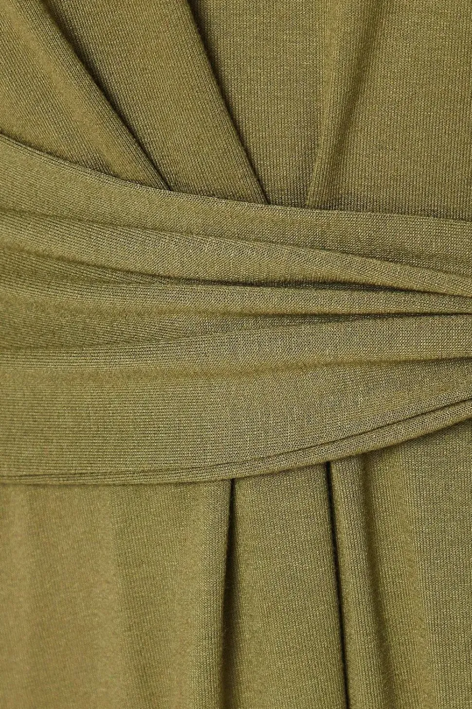 Petite Khaki Tie Front Jersey Midi Dress