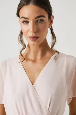 Petite Kimono Sleeve Ruffle Chiffon Maxi Bridesmaids Dress