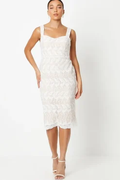 Petite Lace Pencil Midi Dress