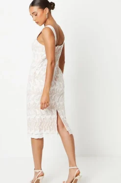 Petite Lace Pencil Midi Dress