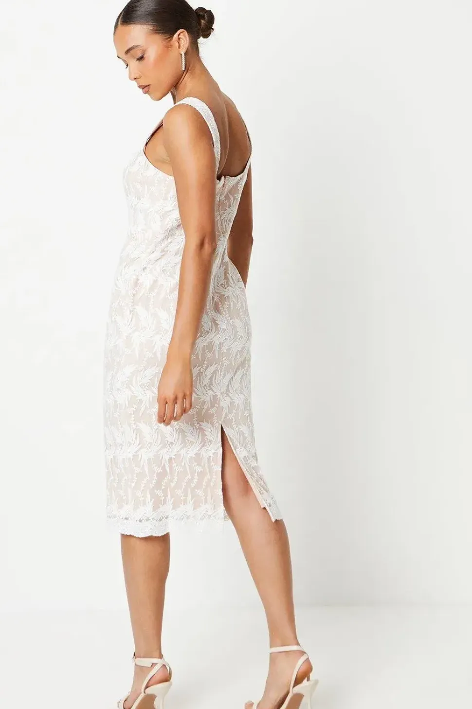 Petite Lace Pencil Midi Dress
