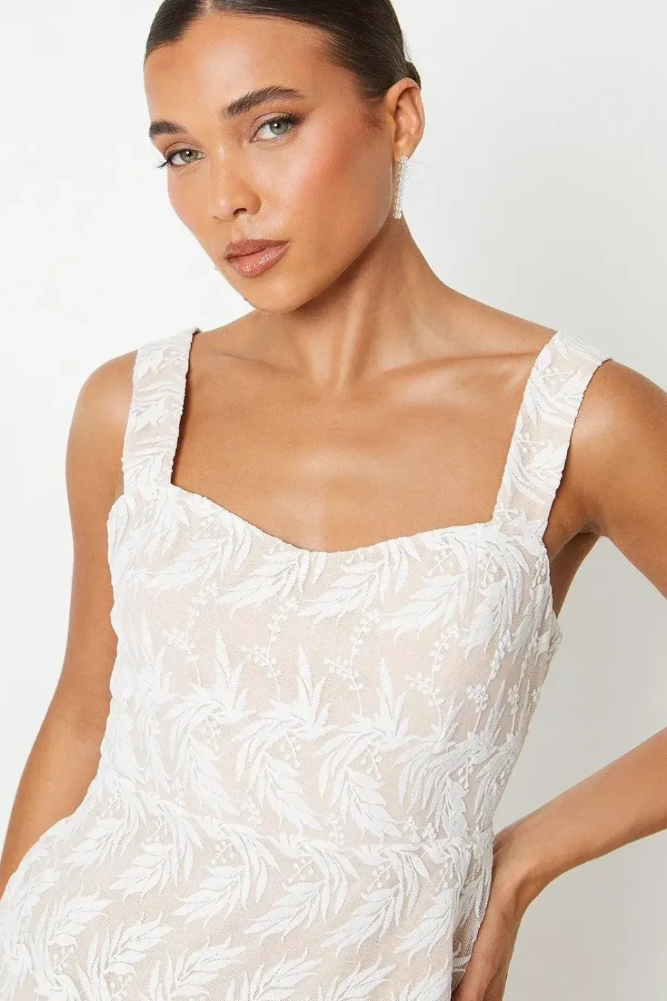 Petite Lace Pencil Midi Dress