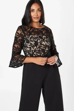 Petite Lace Ruffle Sleeve Jumpsuit