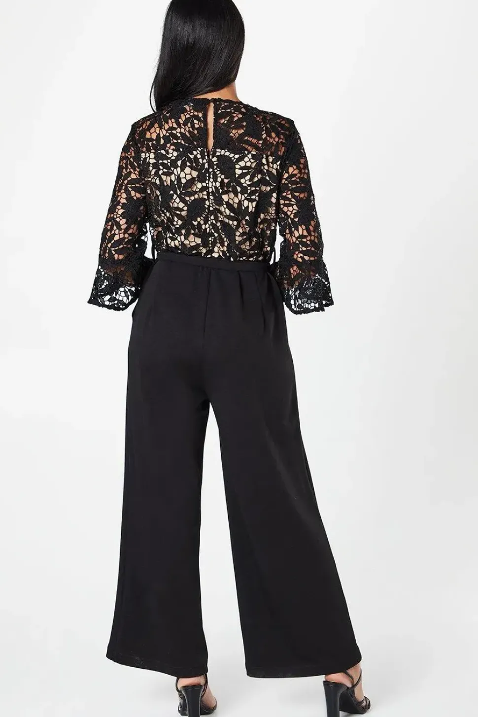 Petite Lace Ruffle Sleeve Jumpsuit