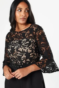 Petite Lace Ruffle Sleeve Jumpsuit