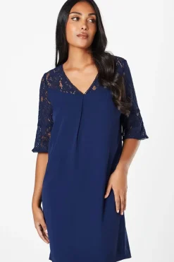 Petite Lace Ruffle Sleeve Shift Dress