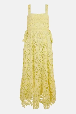 Petite Lace Strappy Square Neck Midi Dress