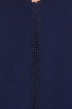 Petite Lace Trim Dobby Blouse
